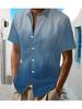Hawaiian Blue Gradient Print Men's Casual Shirt - Short Sleeve Button-Up Design, Vibrant Colors, Ideal for Summer Outdoor and Casual Wear, Machine