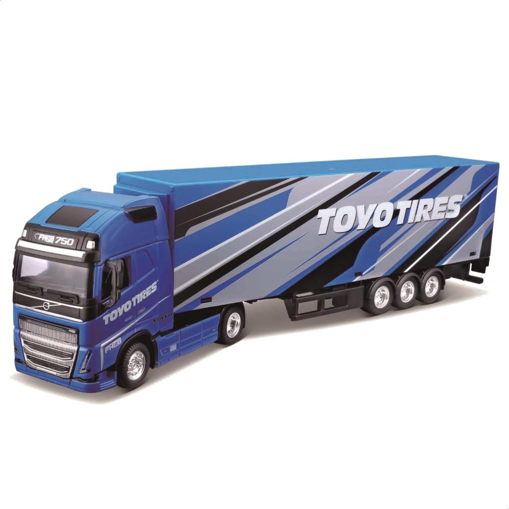 Bburago Volvo FH16 Globetrotter 750 XXL с шинами Toyo Синий Race Миниатюрная литая модель Готовый продукт 1/43 Прицеп, / Автомобиль, 18-31461 (Toyo Tires)