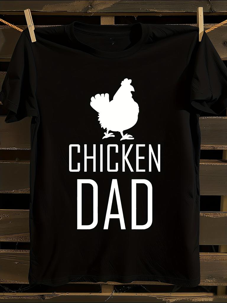Funny Chicken Dad Graphic T-Shirt Mens Tshirt Womens Tshirts with Letters Print Short Sleeves T-Shirt Casual Street Tee Shirt Top