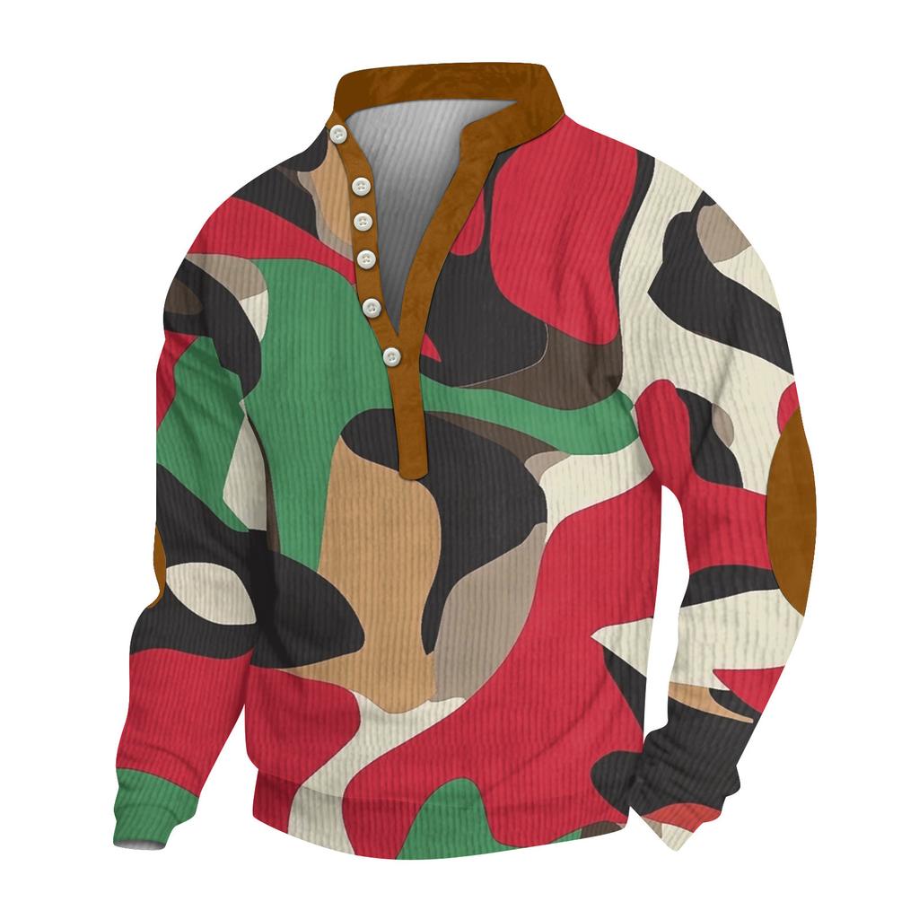 Мужское теплое плюшевое пальто с принтом, флисовый свитер, повседневное пальто, свитер с карманами, зимнее пальто