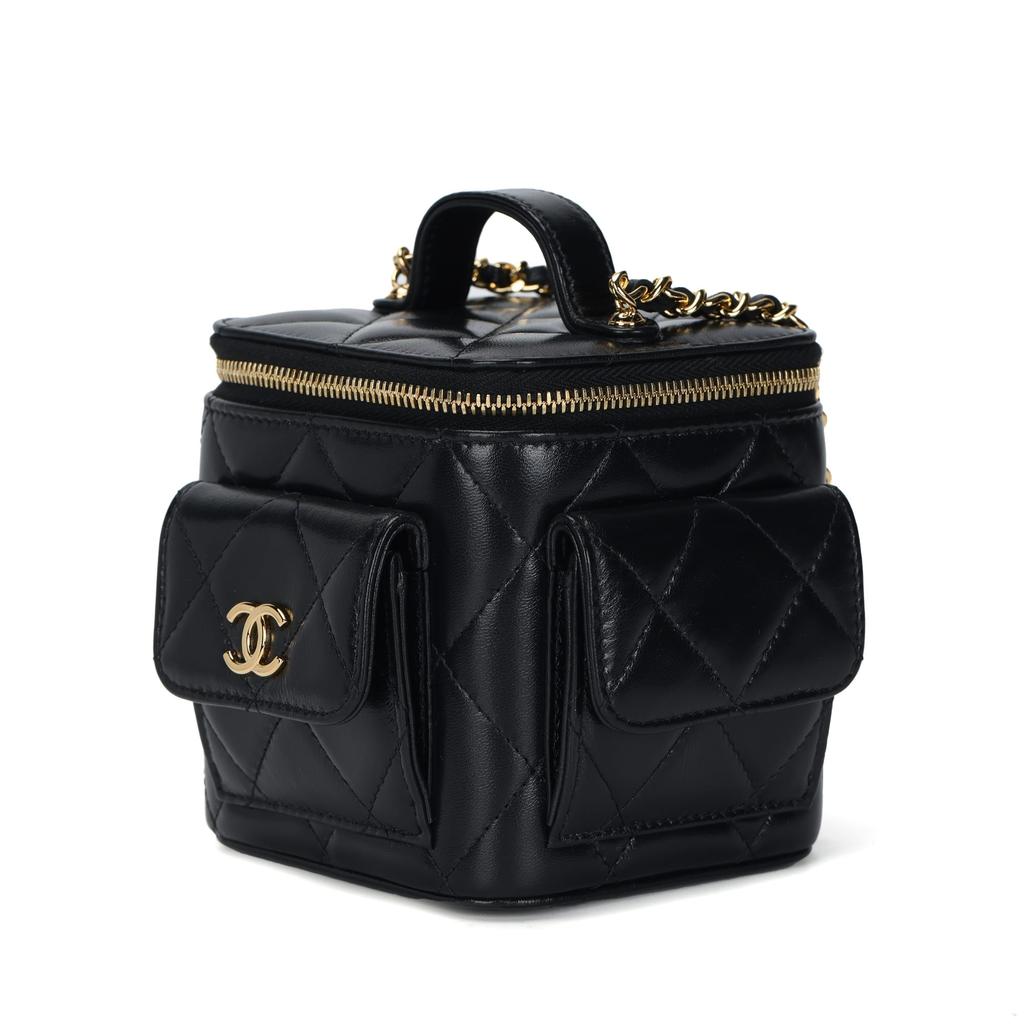 CHANEL 22K Autumn And Winter Sheepskin Shoulder Bag, Crossbody Bag, Makeup Bag Women's Black AP3016-B09208-94305
