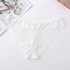 Women's Lace Mid-rise Bowknot Cross-strap Sexy Briefs Hollow Transparent Cotton Crotch Panties