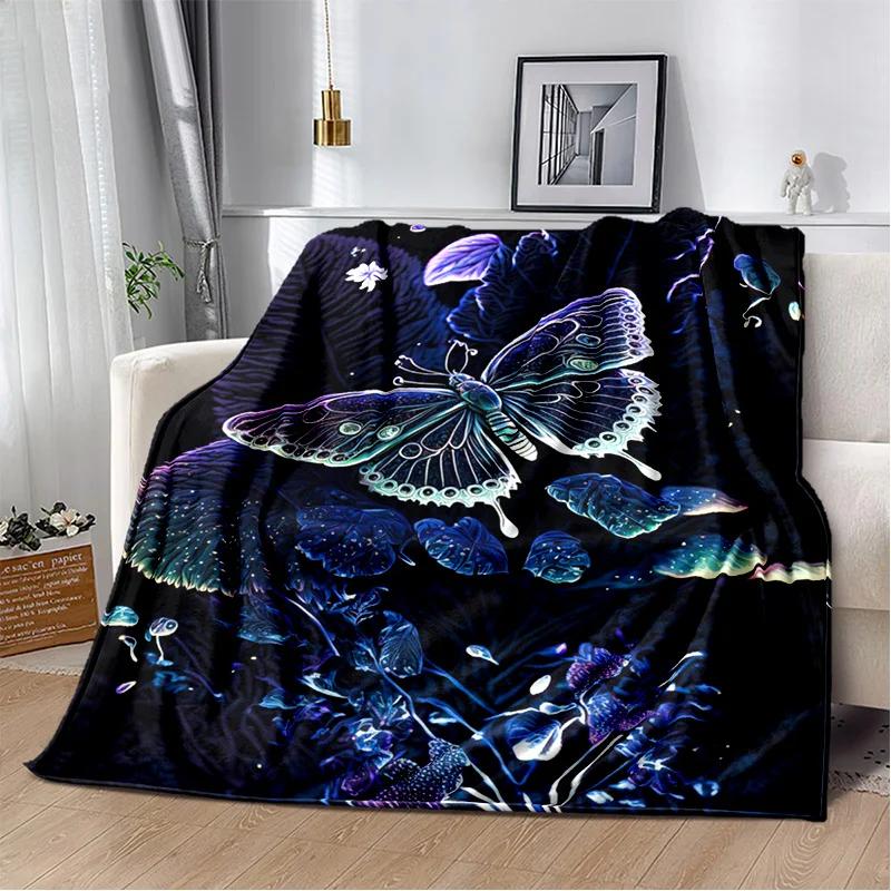 Fantasy Butterfly Flower Cartoon Blanket,Soft Throw Blanket for Home Living Room Bedroom Bed Sofa Couch Picnic Travel Office