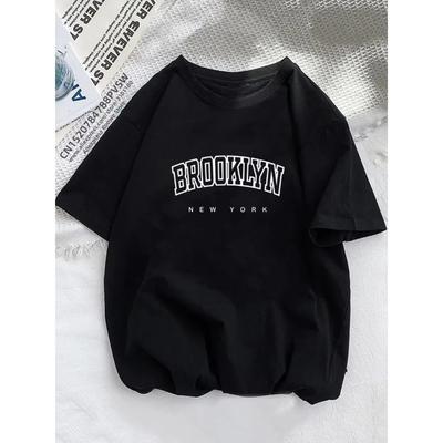 Летняя футболка для мужчин с принтом Brooklyn Letter, футболка для мальчиков с графическим принтом Harajuku, уличная одежда, повседневные топы Y2K, футболка с коротким рукавом