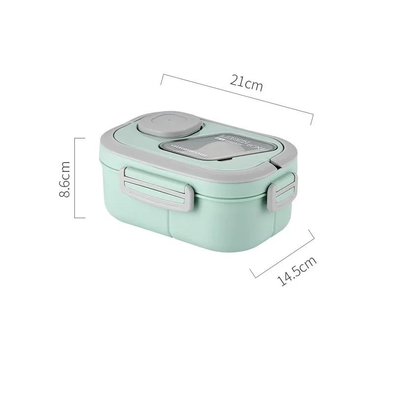 1200ML Portable Lunch Box Reusable Double Layer Compartment Bento Box Carrying Handle Outdoor Camping Meal Snack Food Containers