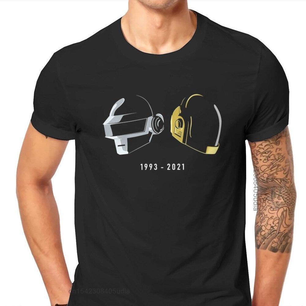 Daft Punk Электронная Музыкальная Группа Трибьют Шлем Арт Футболка Homme Высококачественная Футболка Свободная Винтажная Мужская Camisa Уличная Одежда