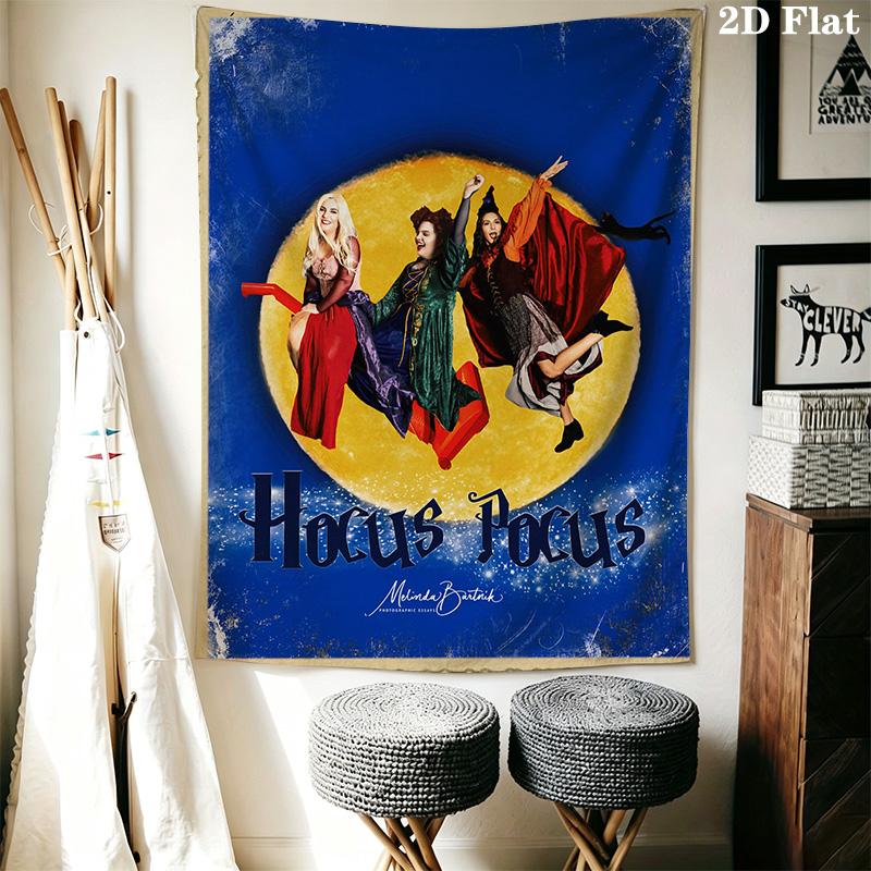 Hocus Pocus Tale Tapestry Background Cloth Fashion Print Background Wall Hanging Cloth Atmospheric Background Cloth Wall Covering Decoration