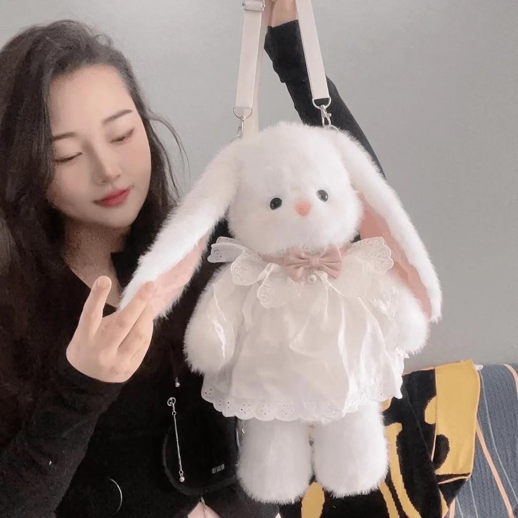 Long Rabbit Eared Backpack Animal Cartoon Bag With Adjustable Shoulder Straps