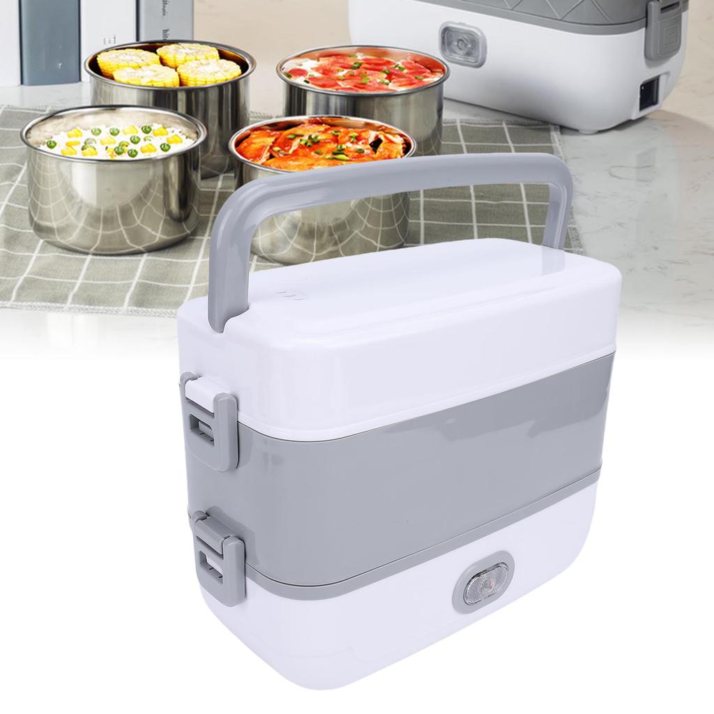 250W Electric Lunch Box with 4 Stainless Steel Food Container Multifunctional Insulated Plug in Heated Lunch Box for