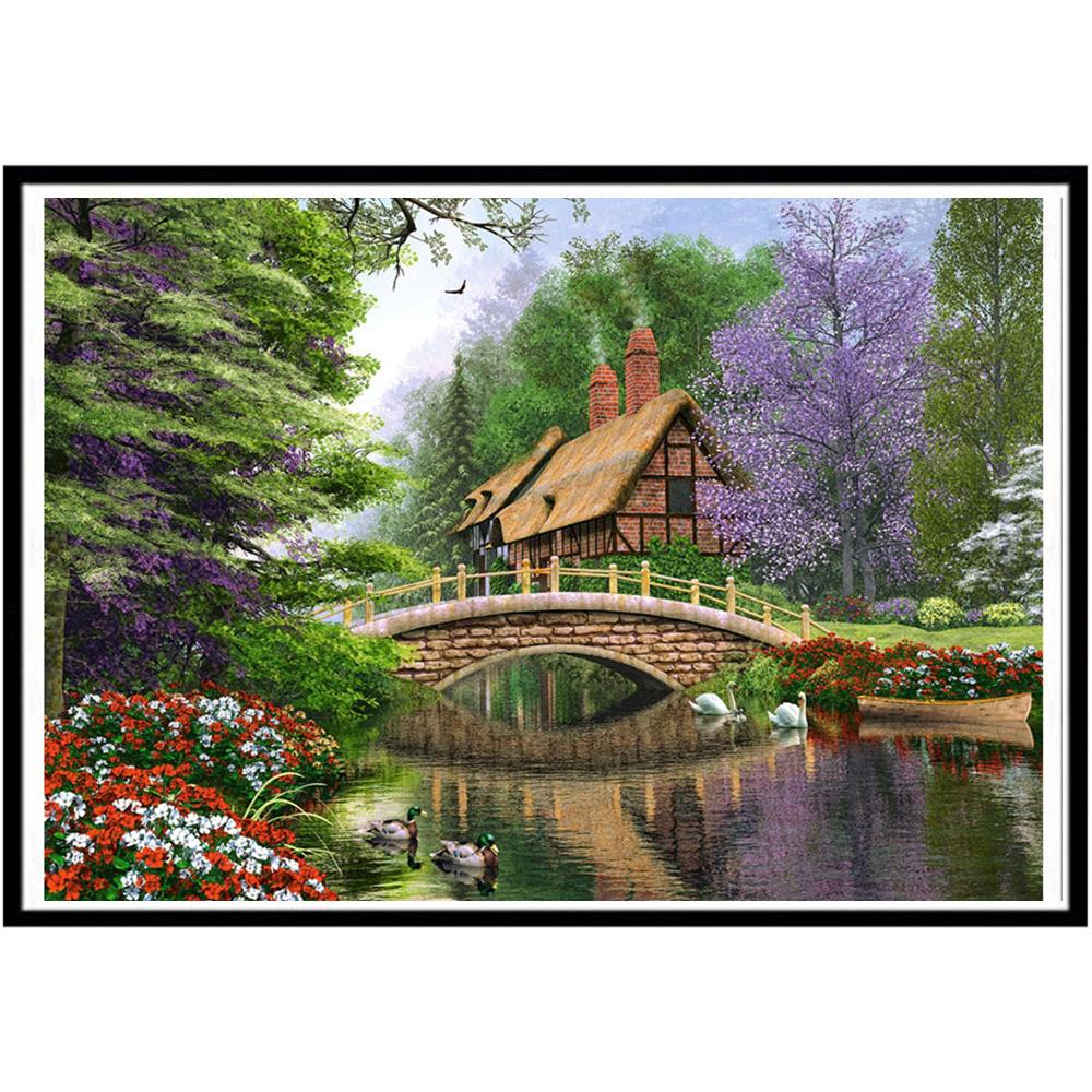 Алмазная картина 5D Фирменная Новинка Пейзаж Алмазная мозаика Лесной дом Набор для вышивки крестом Печать Украшение дома Персонализированный подарок