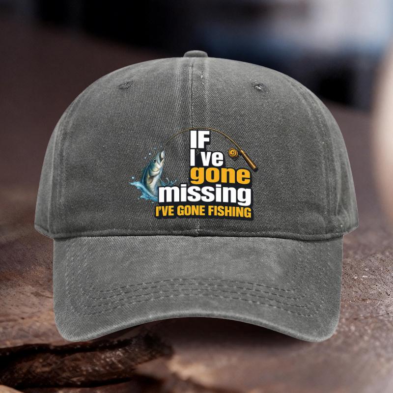 Adjustable Cowboy Hat with IF Ive Gone Missing Ive Gone FISHING Print Unisex Outdoor Sports Style an Ideal Gift for Fish