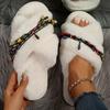 Soft Sole Warm Slippers Women Winter New Cross Design Cozy Home Shoes