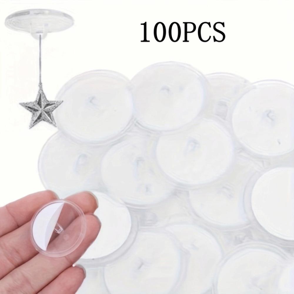 100Pcs Mark-Free Transparent Ceiling Hooks 22mm/30mm Wall Hooks Christmas Banners