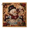 Framed Canvas Wall Art Crafts Christmas Faux Pearl Kit, DIY Rhinestone Painting 8" x 8", Cartoon Artistic Gift for Girls Snowman Animal Diamond Craft
