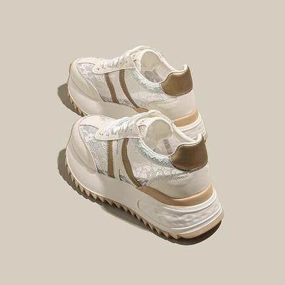 Кружевная дышащая сетка серебристые кроссовки Форрест Гамп женские летние новые мягкая кожа толстая подошва увеличивающие рост кроссовки для папы сетчатые повседневные кроссовки