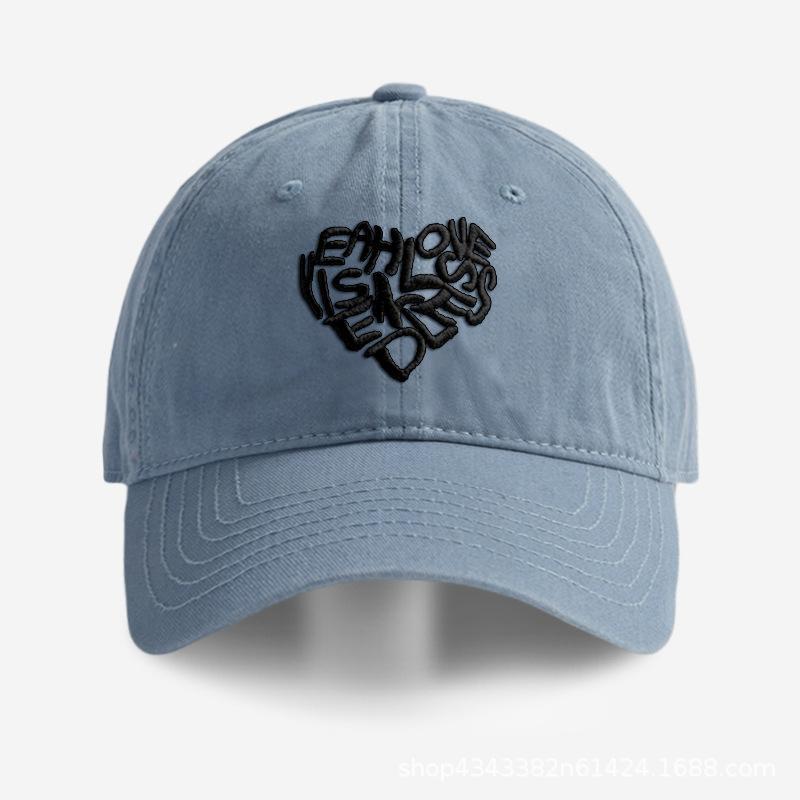 Love embroidered peaked cap Spring and autumn versatile men and women travel baseball big brim English letters men and women