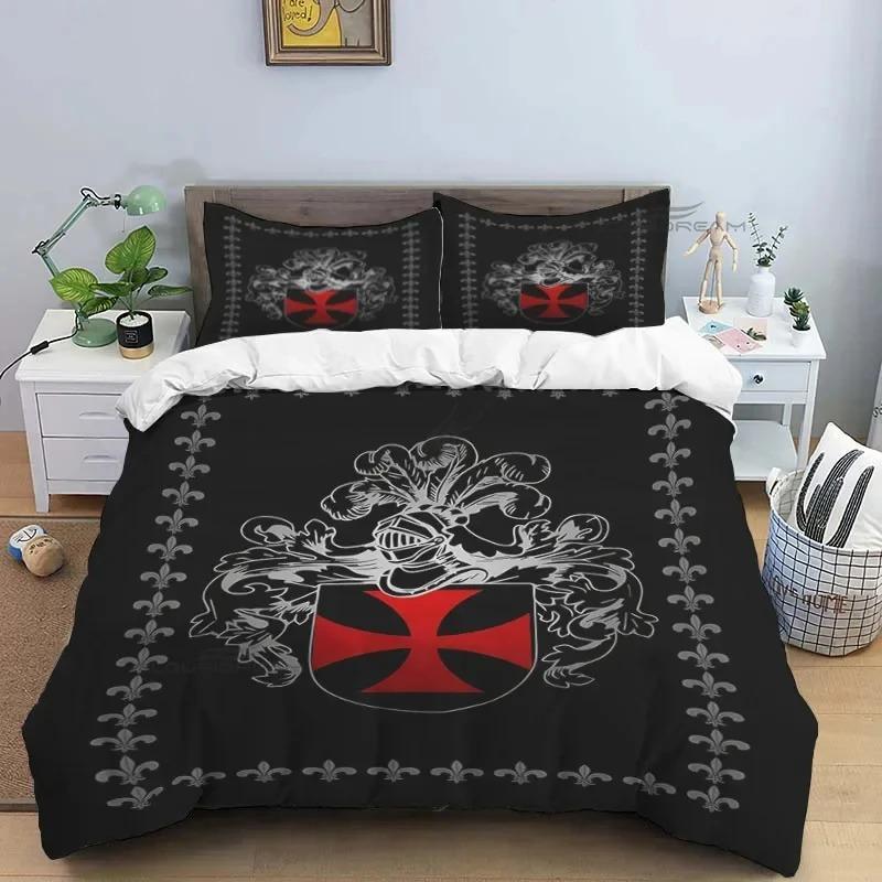 Medieval Knights Templar Comforter Bedding Set King Size Duvet Cover Quilt Pillowcase