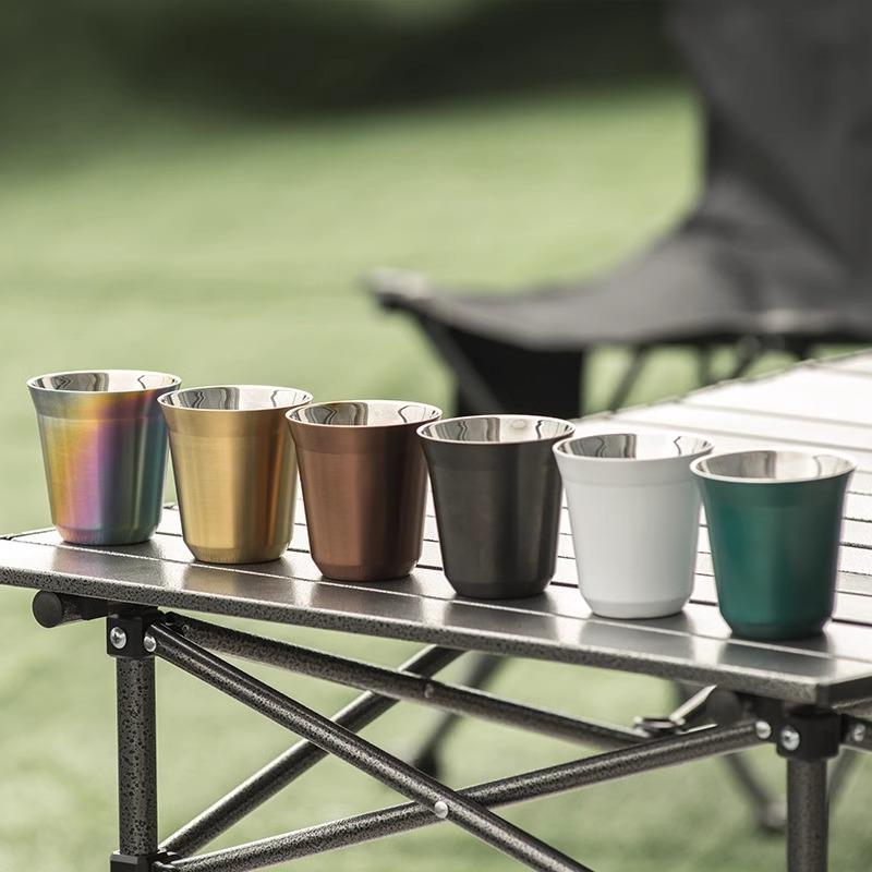 Summer New Simple Flat Bottom Cup Stainless Steel Double-Layer Inner Tank Capsule Coffee Cup High-Grade Solid Color Water Cup
