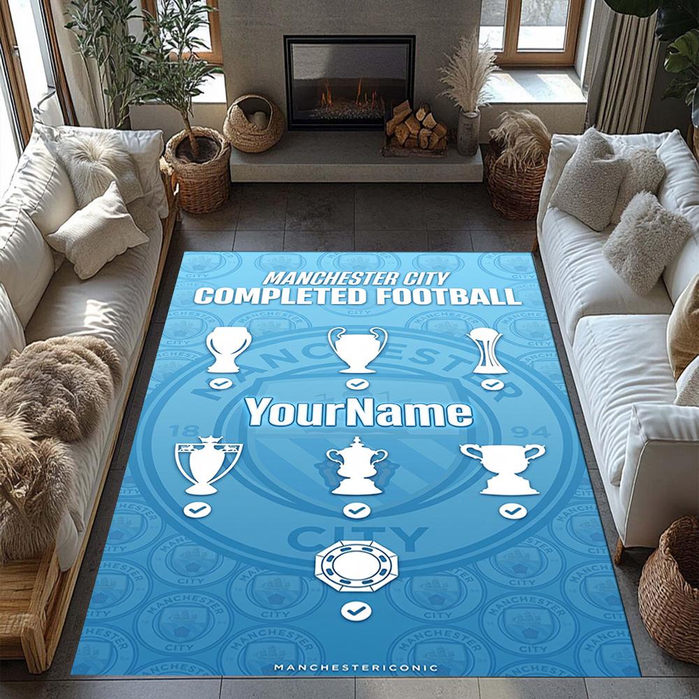 Manchester City Customized Name Floor Mat Suitable for Balcony Study room Dormitory Dining Room Anti-slip Rug Anime Office Decor Spiritual Gift