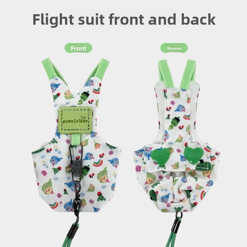 2m Parrot Flying Harness Set Breathable Escape Proof Bird Flight Suit Polka Dot Print Bird Outgoing Leash Bird Walking Training
