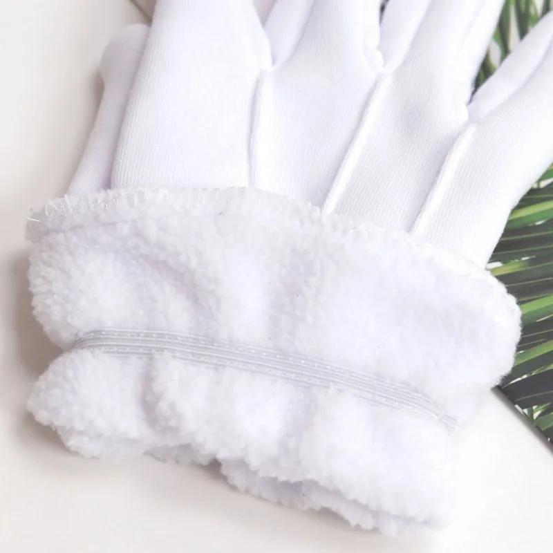 Мужские белые формальные перчатки Охрана Санта Клауса Дворецкий Инспекция Нескользящие Короткие Зимние Теплые Перчатки для Вождения с Полными Пальцами