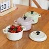 Hanging Ears Ceramic Breakfast Bowl Anti-scalding Mini Casserole with Lids Steamed Egg Bowl Butter
