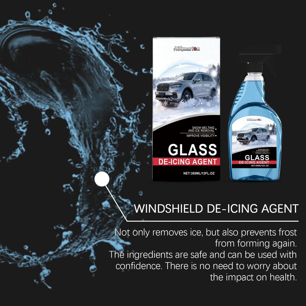 Hikmarion Fast-Acting Ice Melting Spay For Windshields; Car Deicer; Windshield Deicer,Car Window Deicing And Anti-fog Mild 355ml