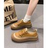 Cowhide Version Leather Retro Women's Shoes Soft-soled Mother Single Shoes 2025 Spring and Summer New Thick-soled Casual Beanie White Shoes
