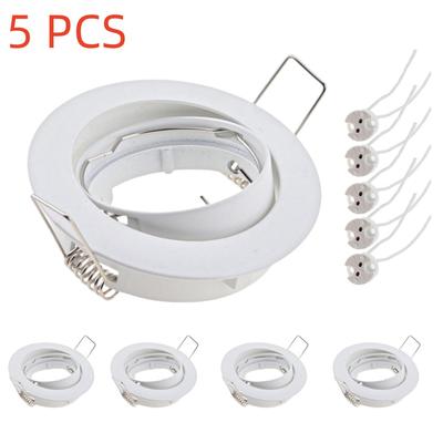 5 шт. Круглый встраиваемый светодиодный потолочный светильник с регулируемым углом наклона, белая рамка для точечного светильника MR16, крепление для основания