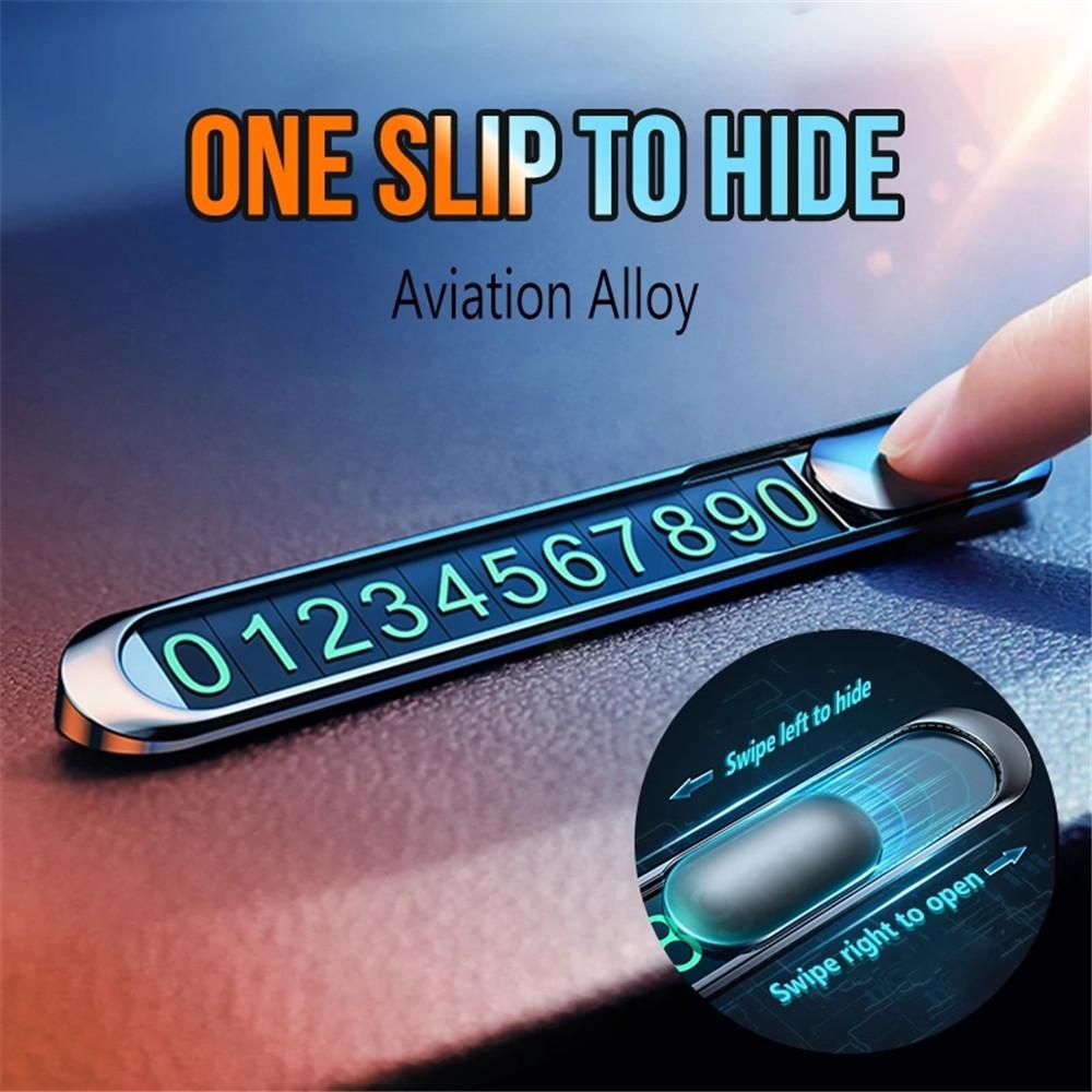 Car Temporary Parking Card Phone Number Plate Auto Luminous Parking License Numbers Can Be Hidden Car Accessories Interior