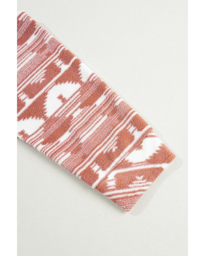 Azura Exchange Pink Plus Size Aztec Print Chest Pocket Shacket