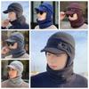 2pcs/set Fleece Bib Cap Set Solid Color Ski Pullover Cap Casual Winter Neckerchief Winter