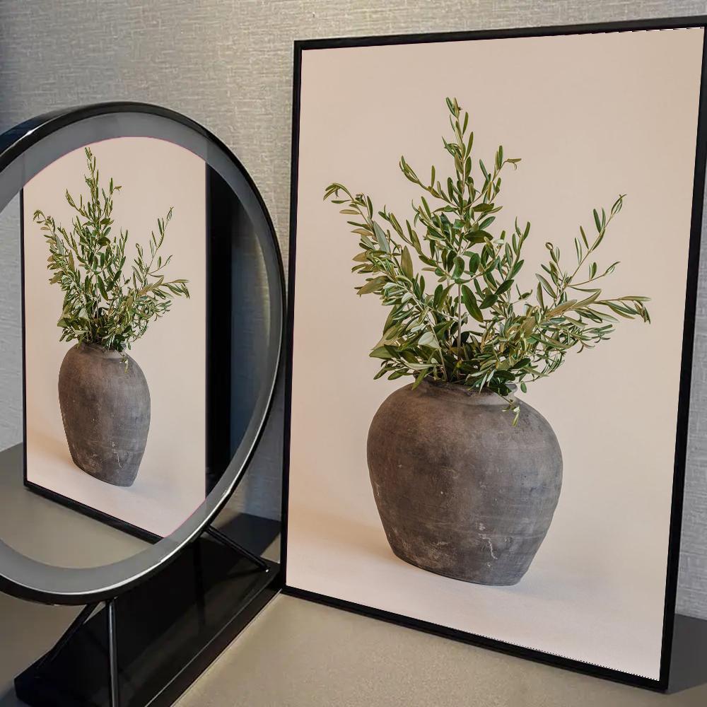 1 шт. Винтажное минималистичное настенное искусство Италия Оливковое дерево в вазе Плакат Самоклеящаяся художественная водонепроницаемая бумажная наклейка Декор для стен