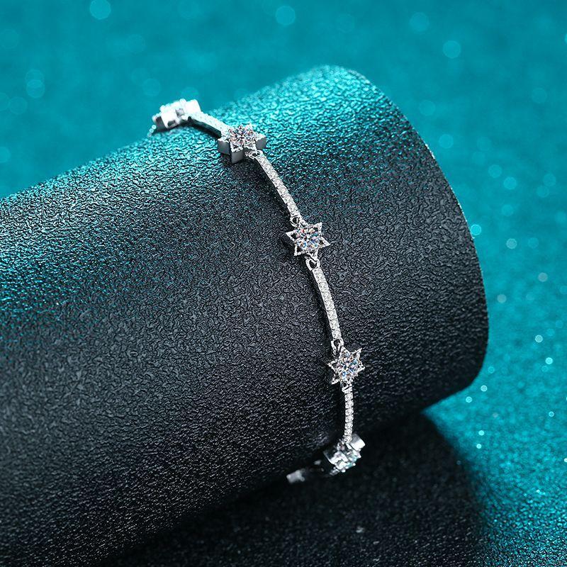 Серебряный женский браслет с микронабором из десяти бриллиантов и шестиконечной звездой, браслет из муассанита весом 1 карат, прямые поставки от производителя ювелирных изделий