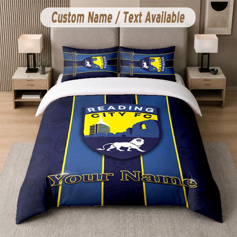 Custom Bedding Set Reading FC Pattern, Print Name Text 1 Duvet Cover plus 2 Pillowcases Home Textile