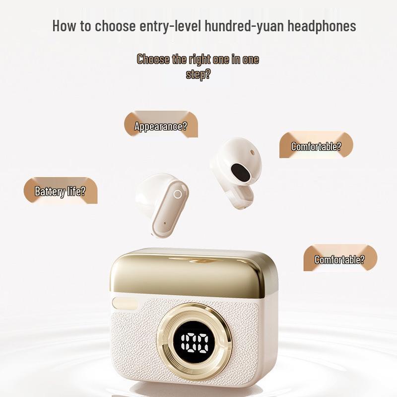 Ретро-камера Bluetooth-гарнитура: Короткая ручка, Внутриканальная конструкция, Шумоподавление, Сверхдолгий срок службы батареи, Высококачественный звук (T24)