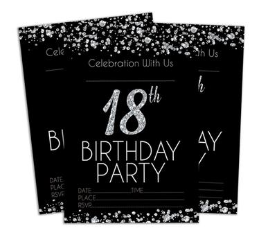 Darling Souvenir Black Birthday Invitation Card 28 шт. Заполните или напишите пустые приглашения для печати Принадлежности для вечеринок 5x7