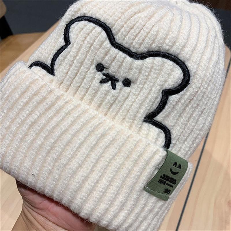 Kids Hats 2024 Boys Girls Hat Winter Baby Knitting Cute Bear Pattern Caps Fashion Keep Warm Beanie Cap Kid Accessories 0-6Years