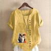 Women's Fashion Cartoon Owl Prined Short Sleeve T-shirt Loose Cotton Shirt Casual Loose Summer Blouse Tops Plus Size
