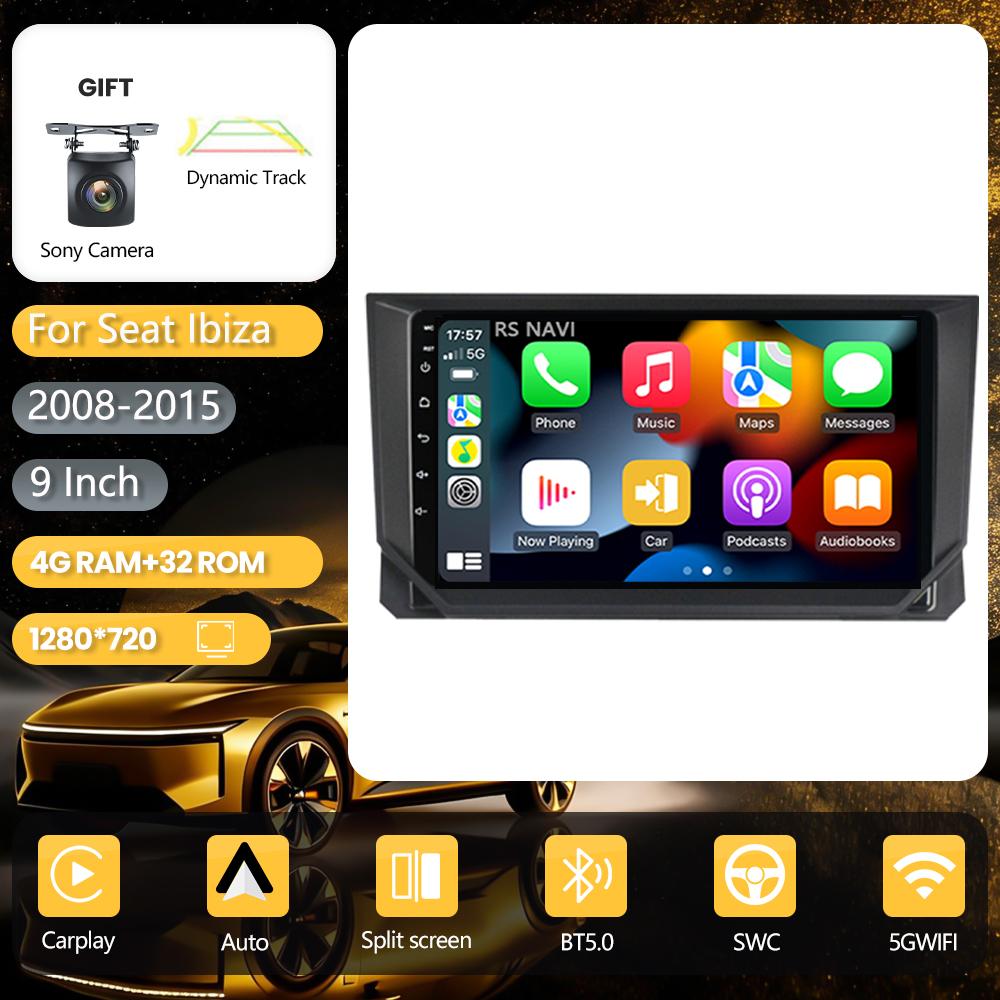 Autoradio Android 16 pour Seat Ibiza 2017-2020, Carplay, Auto DSP, caméra 360°, lecteur multimédia BT, unité centrale 2DIN