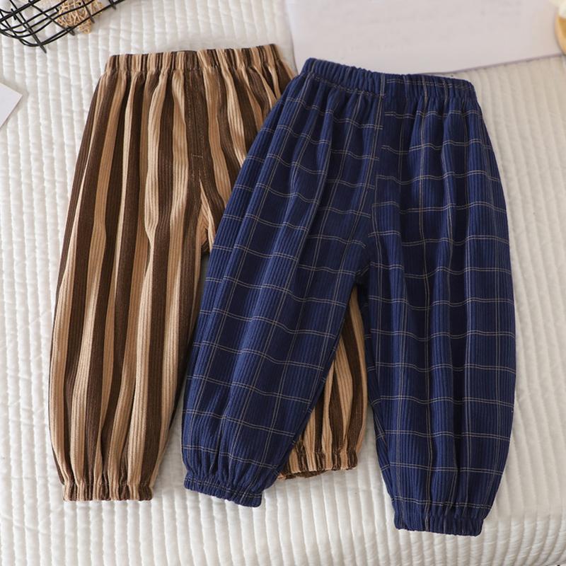 Детские повседневные брюки, спортивные брюки, полосатые клетчатые брюки для мальчиков, брюки для девочек