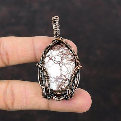 Подвеска из магнезита Wild Horse, подвеска из медной проволоки, дизайнерская подвеска ручной работы, ювелирные изделия из меди и драгоценных камней, свадебный подарок, ювелирные изделия из проволоки