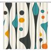 Black Beige Teal Printed Shower Curtain Abstract Geometric Fluid Shape Modern For Bathroom Decor