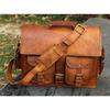 Vintage Leather Crafts Messenger Bag Satchel Leather Men's Briefcase Laptop Bag