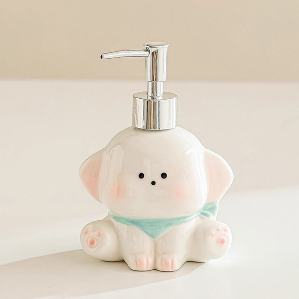 Ceramic Liquid Soap Dispenser Press Pump Shampoo Bottle Creative Dog Shape Lotion Bottle  Bathroom