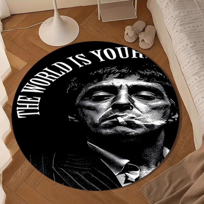 Scar-face: World Is Yours Round Rug for Livingroom,Bedroom, Palyroom, Chair Rug, Area rug, Circle Carpet, Large Size Decor Fan Christmas gift