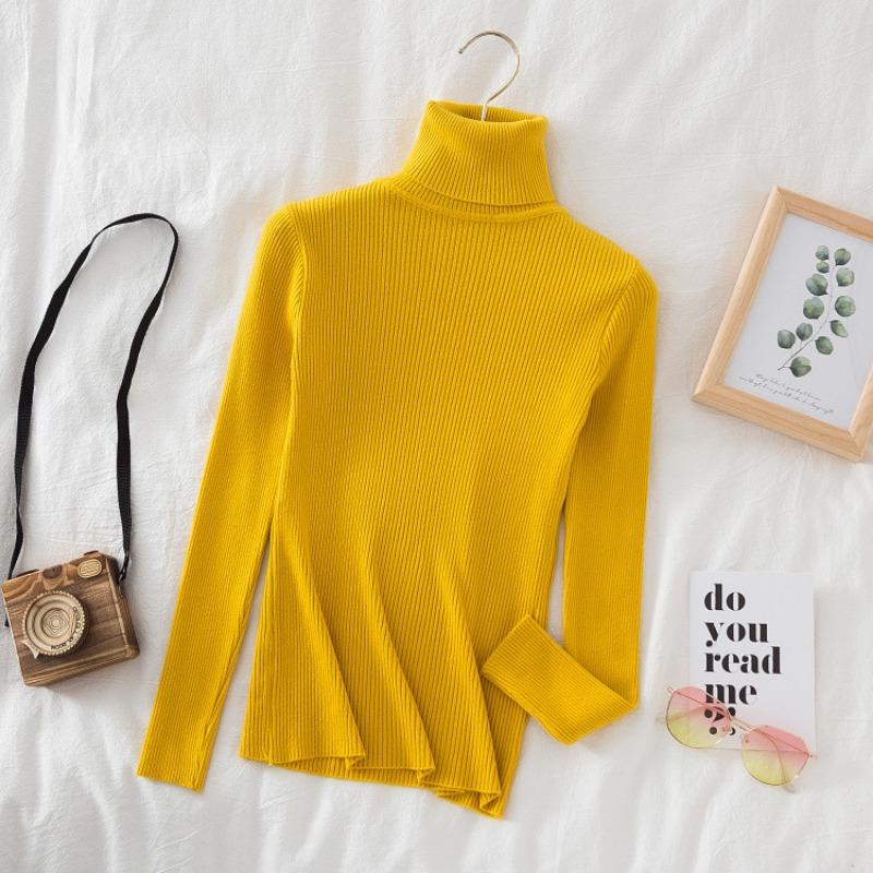 Fashion Turtleneck Long Sleeve Pullover Knitted Women Sweater Spring Autumn Thin Slim Fit Loose Simple Tops Sweaters Korean Version Bottoming Top