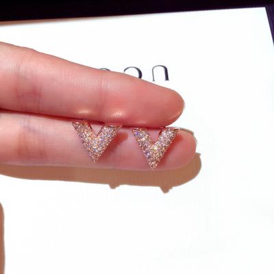 Серьги из серебра 925 пробы для женщин, новые, V-образной формы, с цирконами, простые, модные, женские украшения, корейские серьги, золотые, серебряные серьги