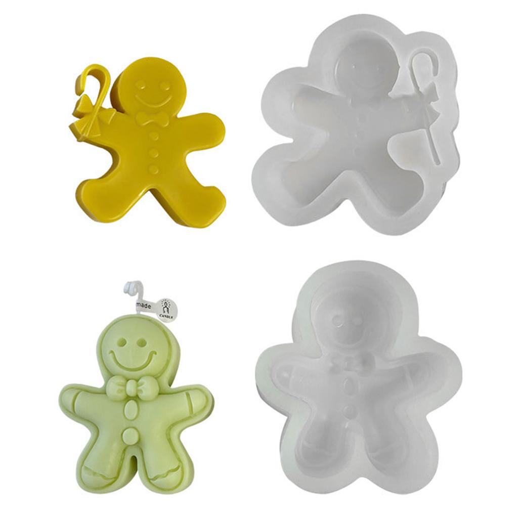 Многоразовая 3D силиконовая форма DIY Формы для свечей в форме пряничного человечка Форма ручной работы для шоколада Рождественские формы для мыла