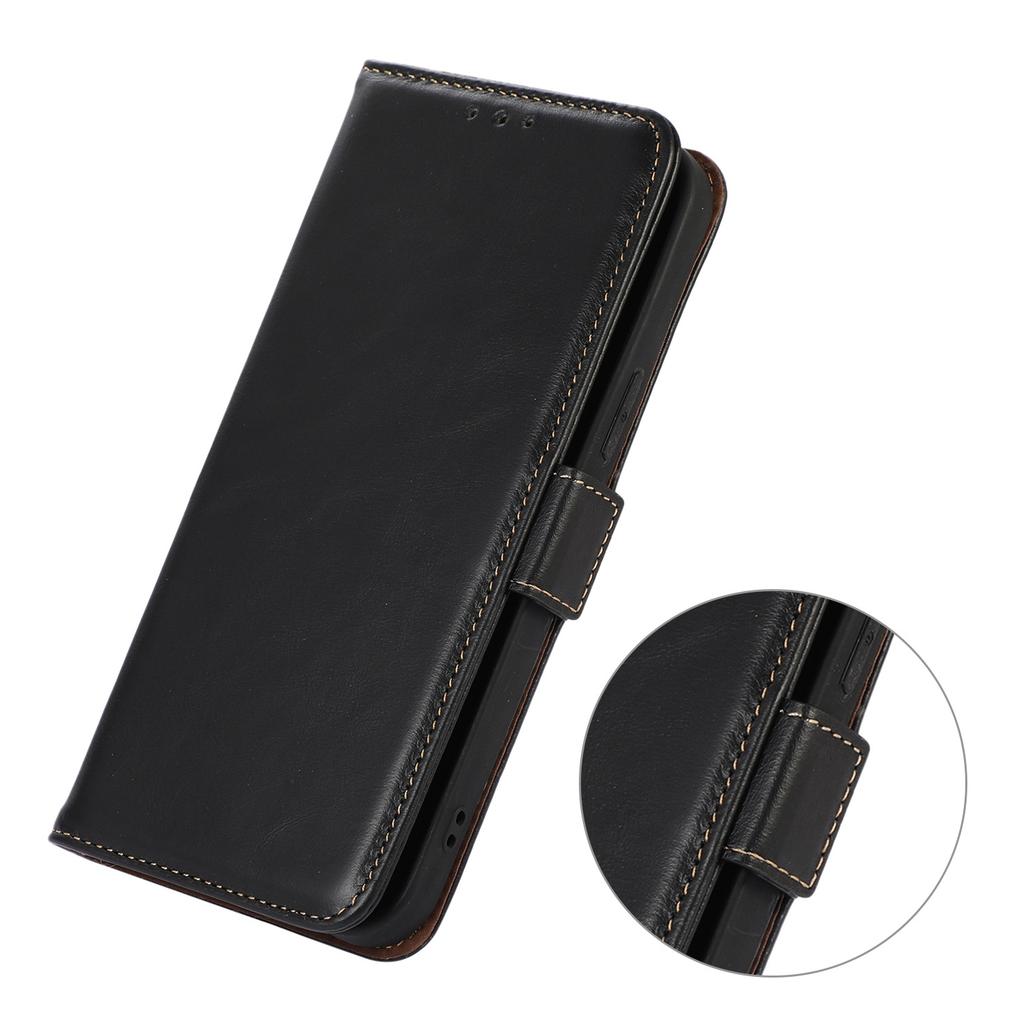For iPhone 17 Pro Max Case RFID Blocking Genuine Cow Leather Wallet Phone Cover